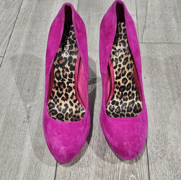 ALDO Fuchsia Pink Suede Platform Stiletto Pumps 40/9 - Picture 4 of 13